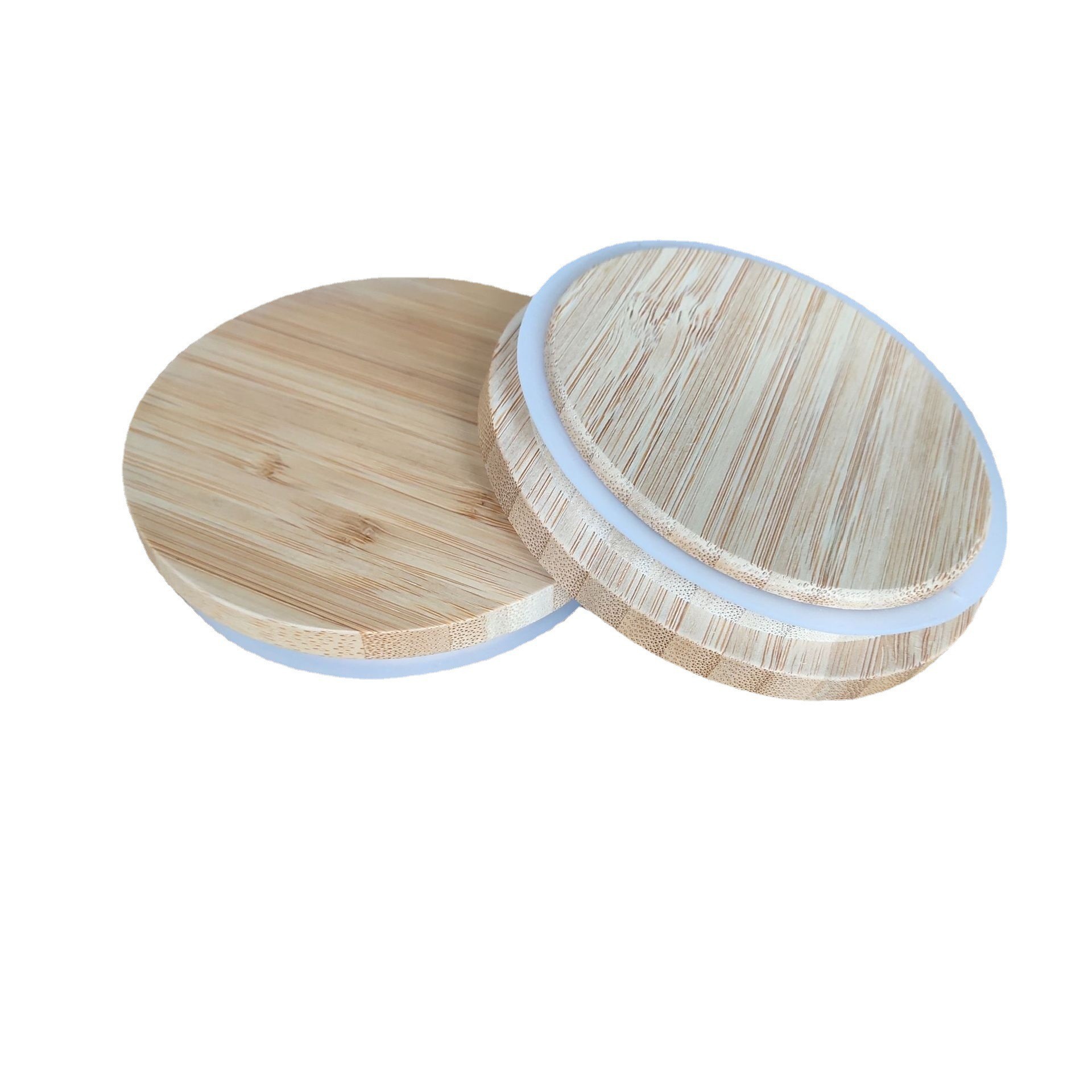 Bamboo Cup Cover with Silicone Ring Wooden Cup Cover Multi-Specification Solid Wood Cup Cover round Bamboo Sealed Cover