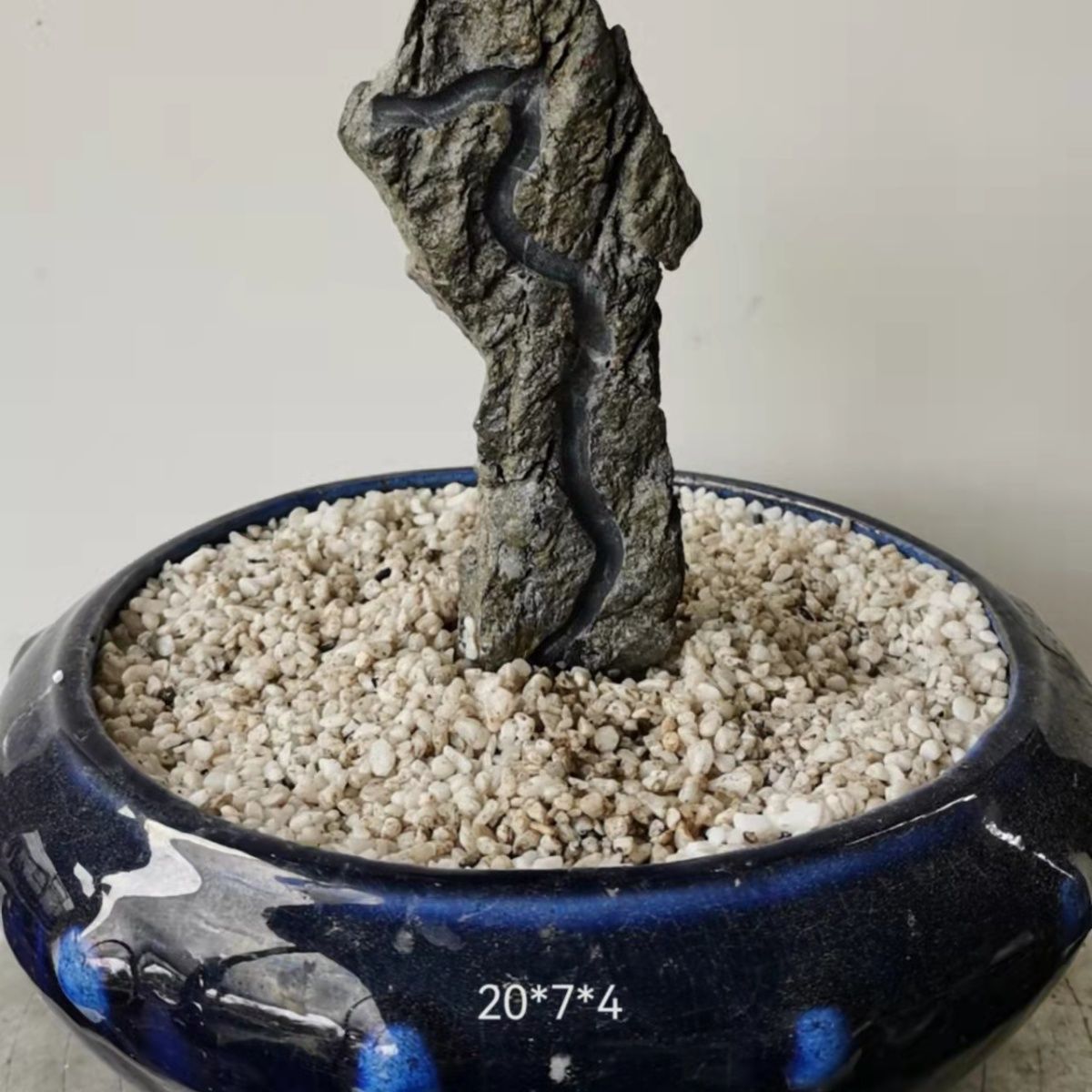 开槽附石天然英石奇石附树石符石盆景批发清仓特价盆景造形可选