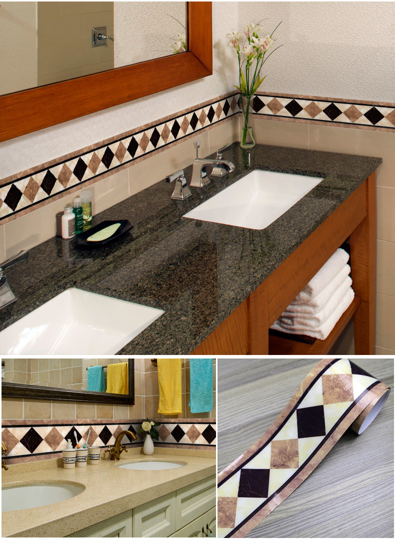 瓷砖腰线贴纸墙贴防水自粘客厅波导线条卫生间地砖装饰墙裙踢脚线