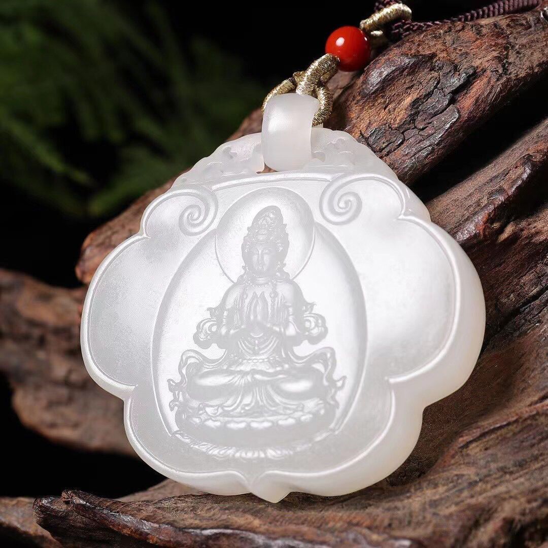 天然和田玉羊脂玉观音吊坠男白玉立体站观音玉佩玉石挂件玉牌