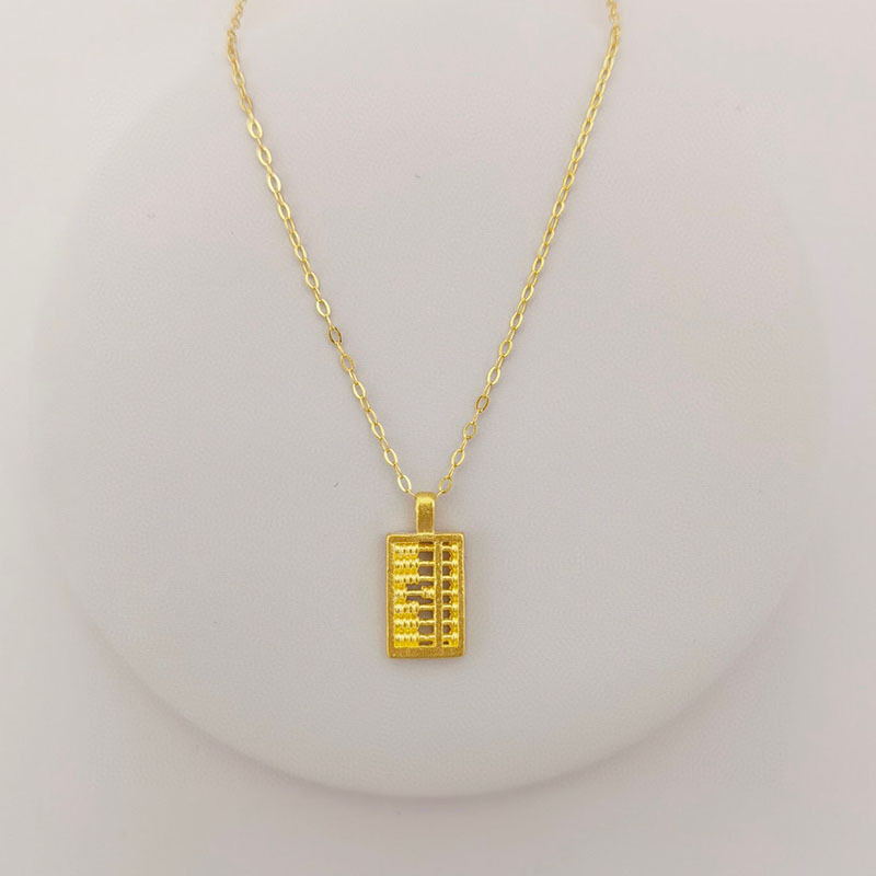 3d硬金黄金小算盘吊坠女足金999如意金算盘项链坠子纯金抖音直播