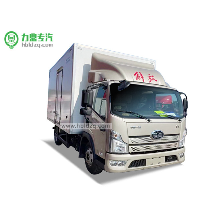 解放牌4米2肉钩冷链车 海鲜冰鲜大容积冷藏厢式货车 蓝牌大柴机器