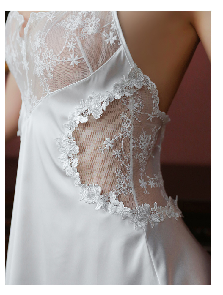 霏慕情趣内衣女骚刺绣花卉蕾丝透视吊带美背睡衣睡裙套装外贸7818