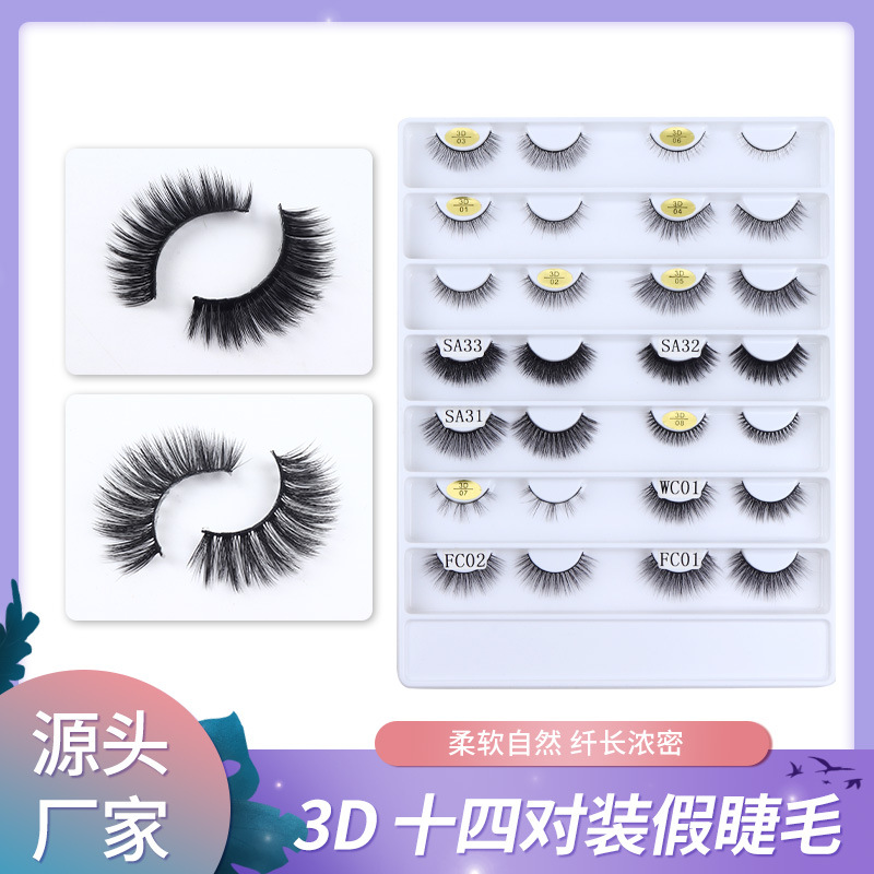 In Stock Wholesale 3D Eyelashes Natural Thick Three-Dimensional Multi-Layer Simulation Eyelashes Large Plate Style Diverse