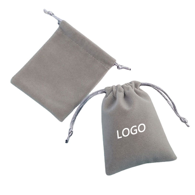 灰色抽绳绒布袋首饰收纳袋饰品袋礼品束口袋绒布化妆束口包装袋