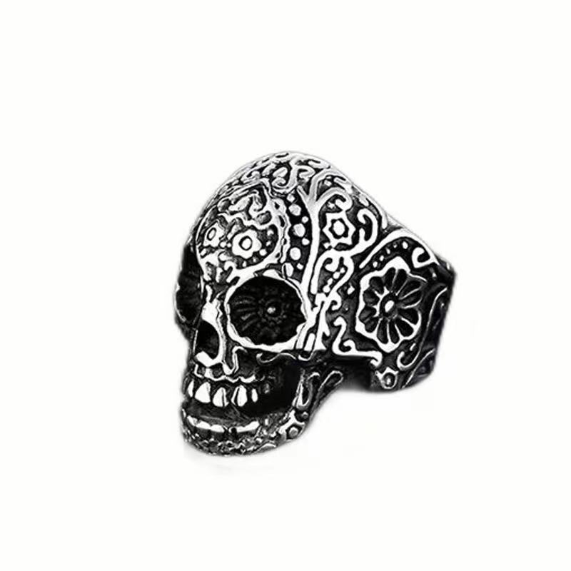 跨境热卖饰品批发 男士朋克骷髅头戒指 个性复古男款霸气合金指环