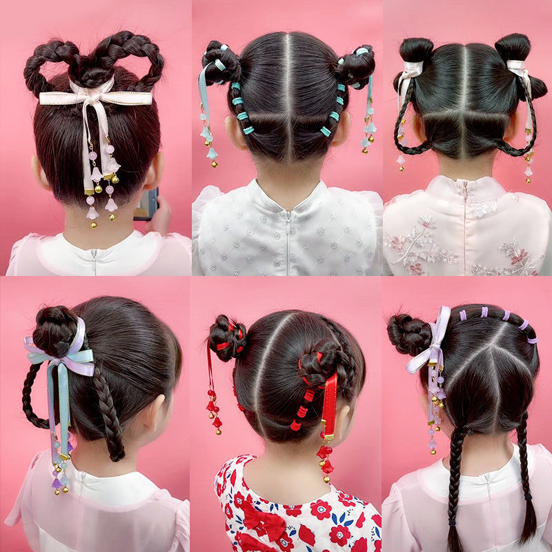 小熙瓜铃铛发带儿童可爱丸子头发饰女童编头发彩带古风汉服彩绳