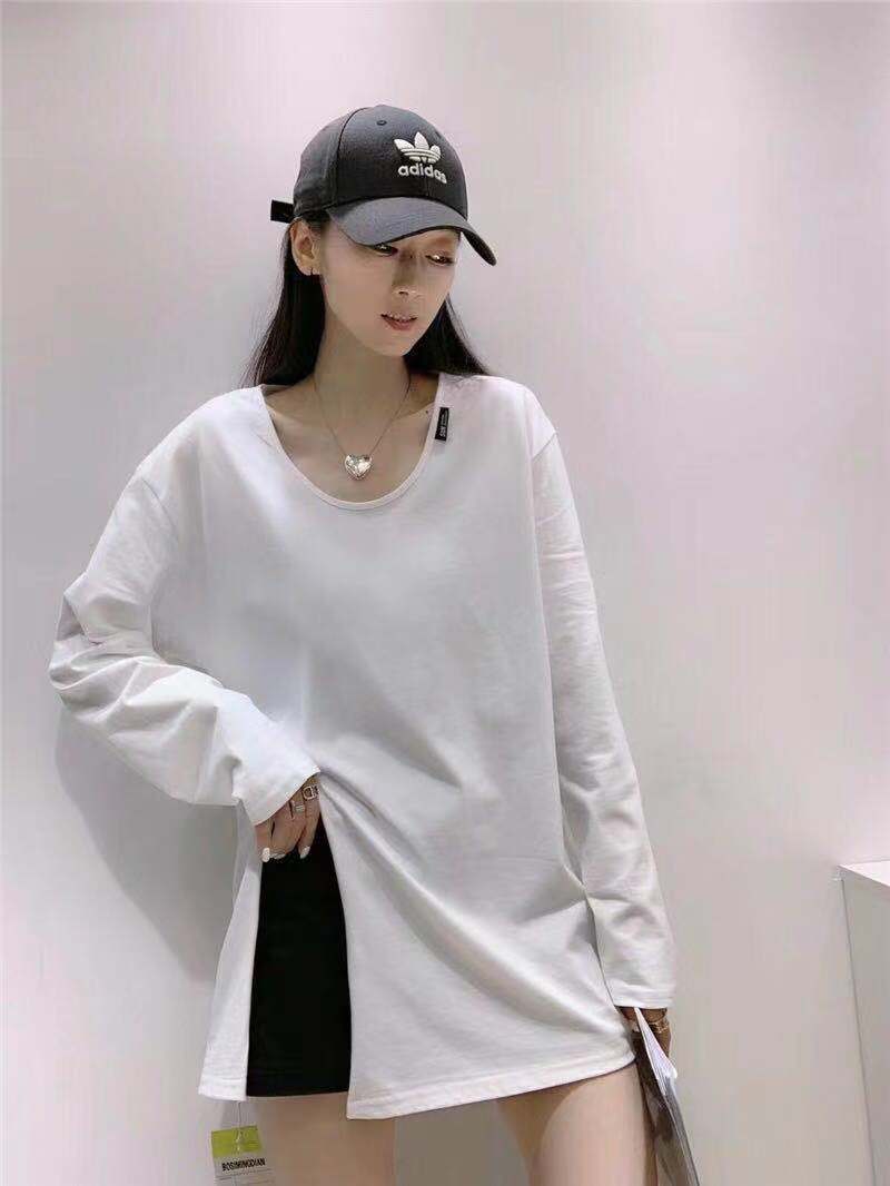 官图(95棉5氨纶)2021秋季新款中长款t恤女长袖潮