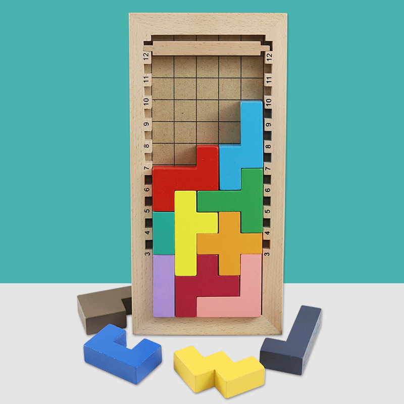 儿童益智俄罗斯方块之谜拼图烧脑游戏立方体积木拼板木制玩具批发