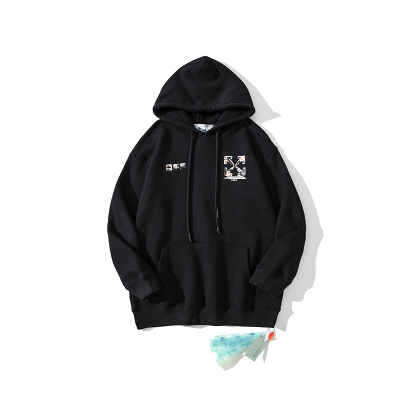 一件代发2021新款潮牌off white小雏菊连帽卫衣纯棉男女同款