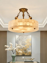 新中式天然云石吊灯现代简约全铜餐吊玄关餐厅吧台入户卧室吊灯