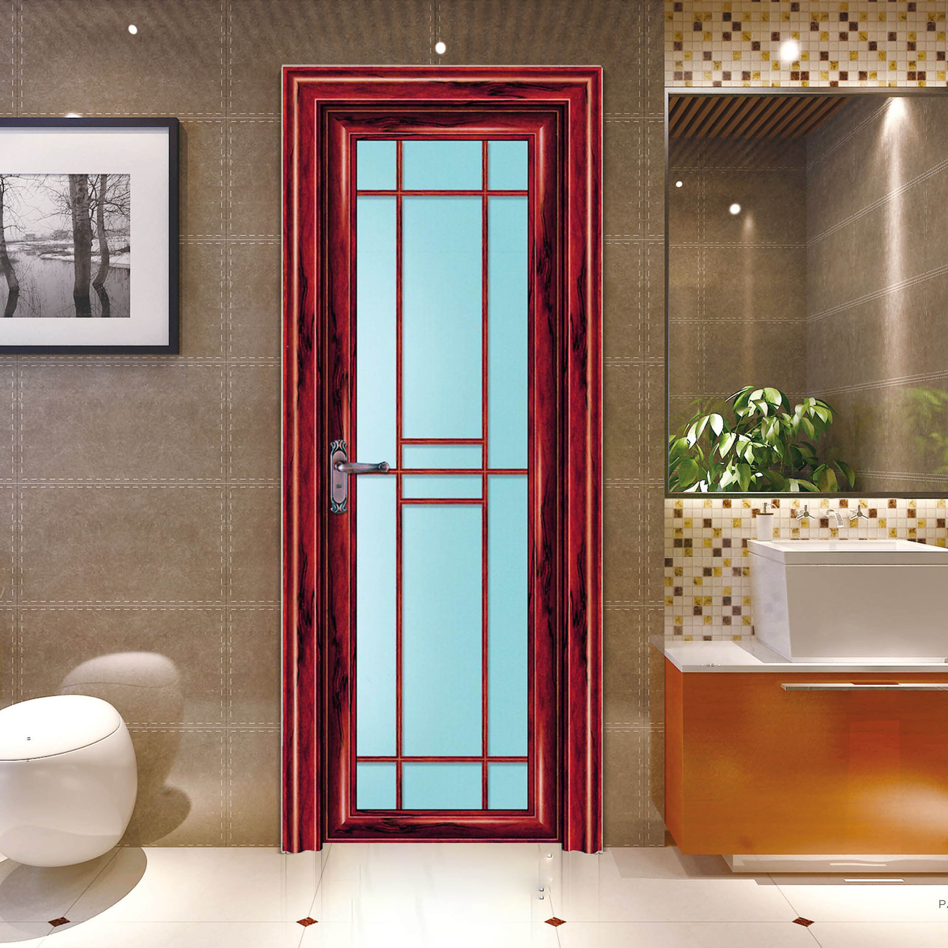 佛山厂家直销现代简约卫生间门铝合金门防水双层钢化玻璃门平开门