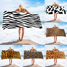 跨境欧美动物纹披肩 超细纤维奶牛印花沙滩巾 海滩度假方形大浴巾