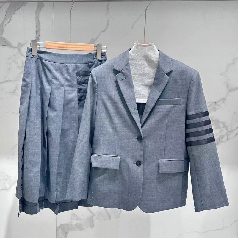 23秋新品tb学院风羊毛西服配裙套装简约单排扣小西服配褶皱裙四杠