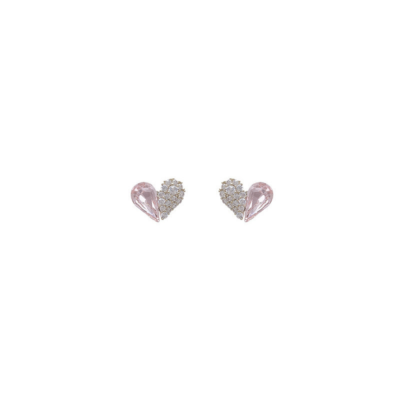 High-Grade Light Extravagant Love Heart Rhinestone Earrings Female Niche Temperament Pink Earrings 2022new Fashion Earrings Wholesale