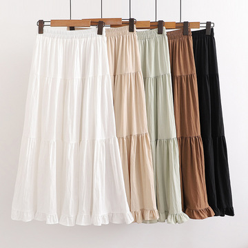 学院风白色半身裙女装 夏 高腰仙女蛋糕裙显瘦百搭a字裙长裙子