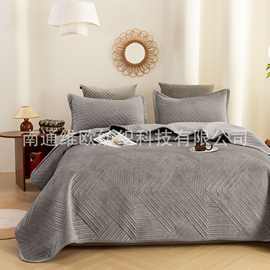 维欧temu亚马逊绒布超声波保暖的床盖三件套跨境外贸家纺bedcover