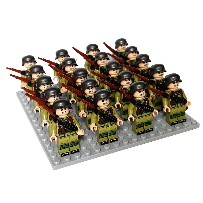 新款跨境兼容乐高积木拼装人仔美军德军英军二战系列人仔益智套餐