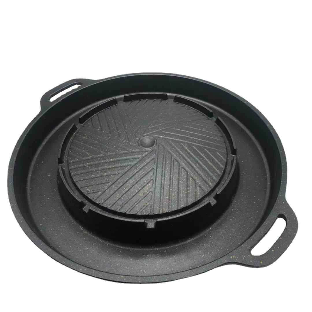 Roast All-in-One Pot Korean Household BBQ Hot Pot Rinse-Roast Pot Medical Stone Non-Stick Bakeware Portable Gas Stove Barbecue Plate
