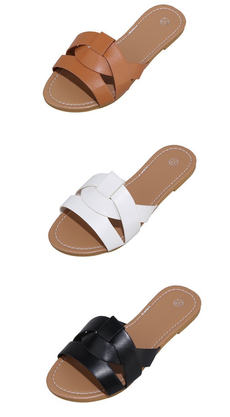 外贸大码凉拖女2021夏新款网红跨境地摊货源平底女士凉拖鞋厂家