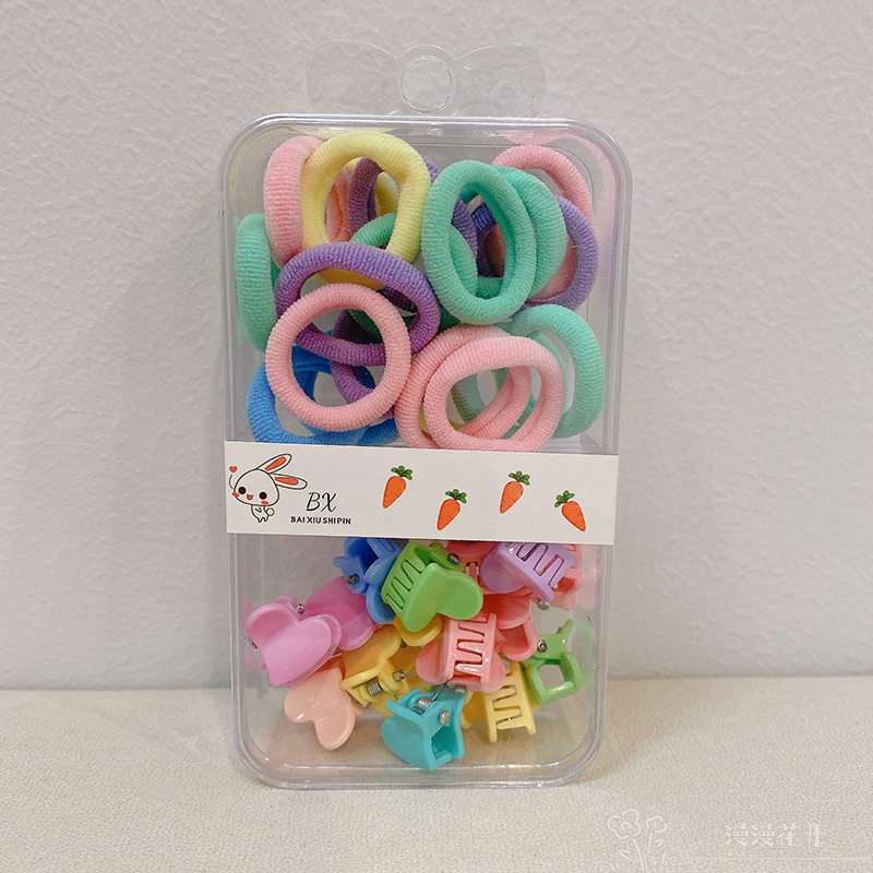 40-Piece Set Towel Ring Mini Jaw Clip Set Spring Candy Color Children Baby Hair Band Hair Band Female