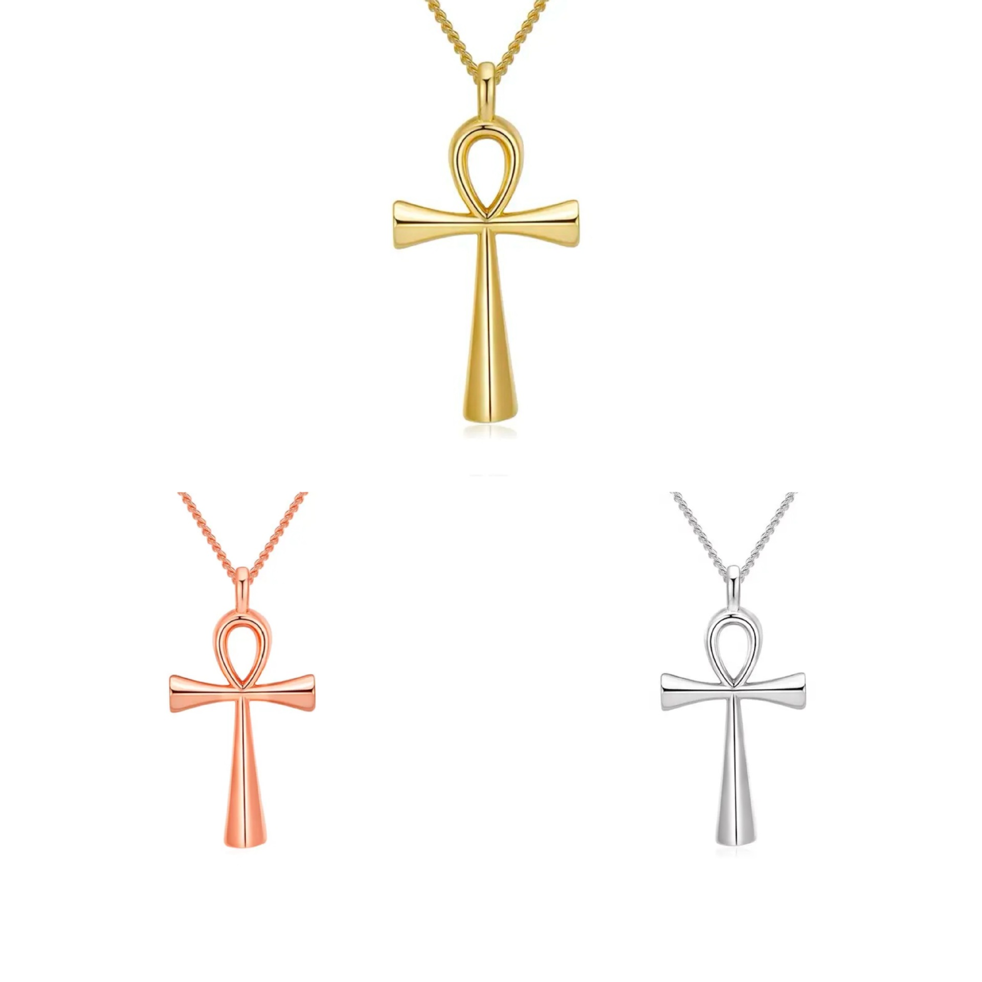 跨境电商货源欧美风s925银古埃及十字架挂坠项链外贸饰品配饰吊坠