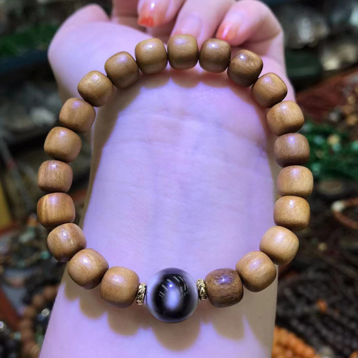 Wooden Collectables-Autograph Bracelet Yellow Pear White Sandalwood Yellow Kyara Eaglewood Bracelet Green Sandalwood Buddha Beads Rosary Wholesale for Women