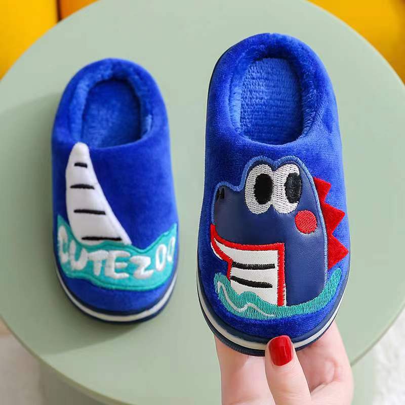 Autumn and Winter Cotton Slippers Children's New Cartoon Cute and Comfortable Thermal Home Wear Non-Slip Home Wear-Resistant Children's Cotton Slippers