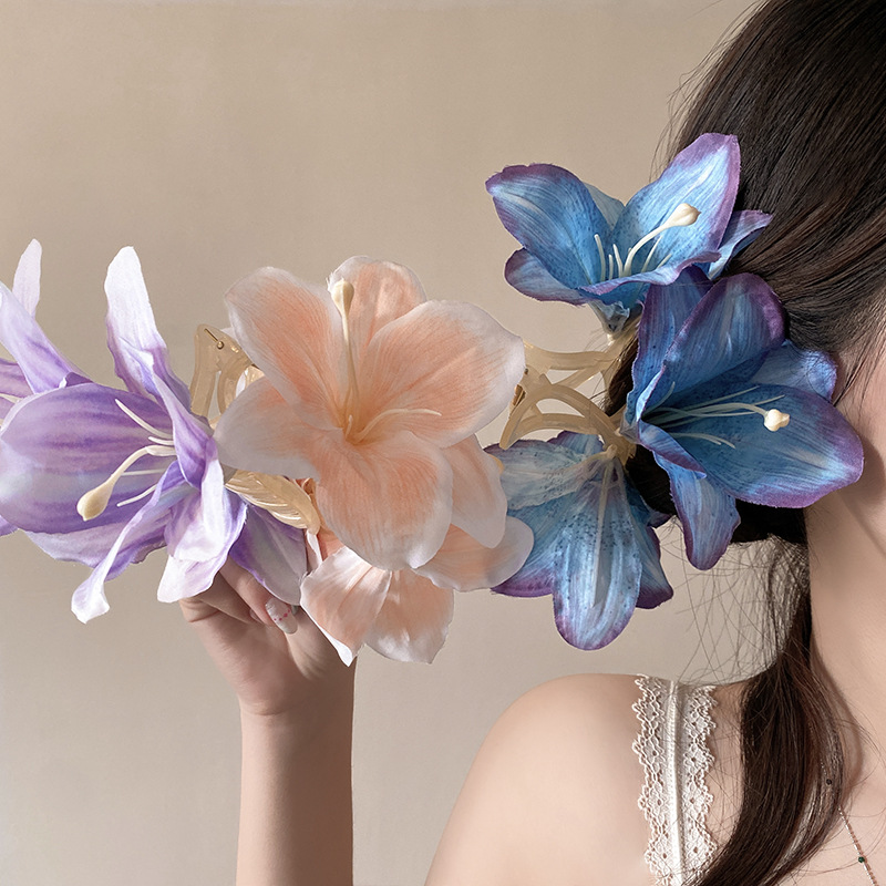 barrettes fairy temperamental side bang clip bar hairclip headdress fashion lily flower barrettes spring and summer wholesale