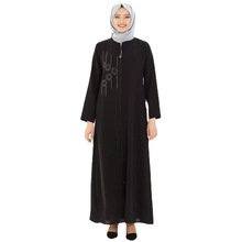 F921跨境平台供应中东迪拜女装中东烫钻拉链开衫修身长袍
