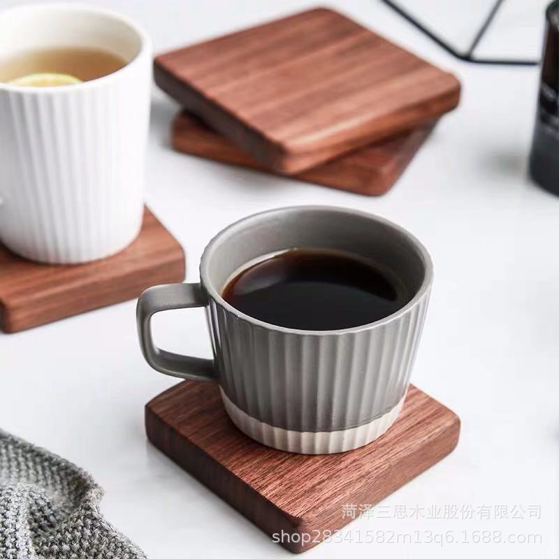 Wooden Coaster Cup Saucer Coffee Teacup Mat Black Walnut Wooden Cup Mat Teacup Mat in Stock Household Insulation Mat Solid Wood Coaster