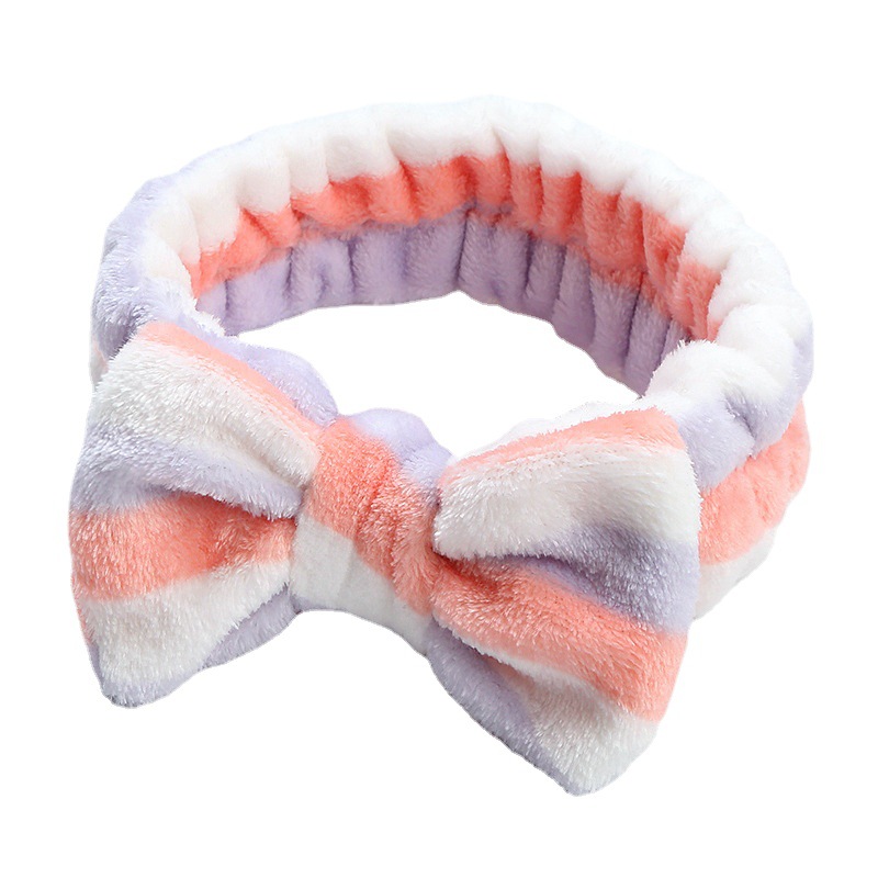 Leopard Coral Fleece Exercise Hair Band Female Hair Hoop Bow Plush Hair Band Cute Face Wash Solid Color Headband Hair Accessory