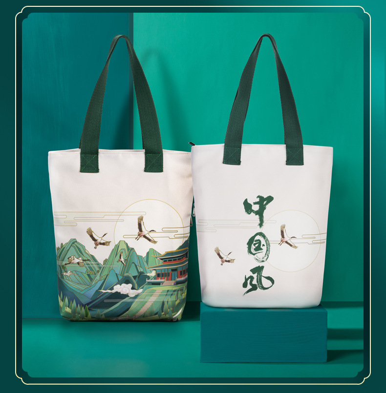 国风彩色帆布袋服装购物袋学生单肩收纳袋礼品广告宣传袋现货logo