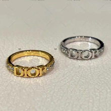 正品dior迪奥戒指女新款字母cd镶钻情侣对戒星星镂空