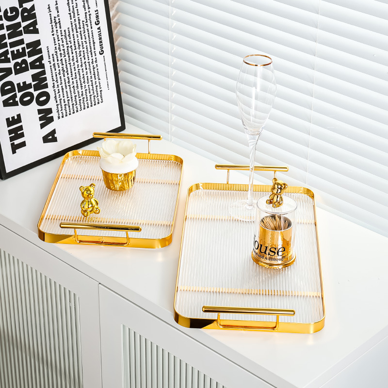 Cross-Border Good-looking Ins Rectangular Water Glass Tray Household Tea Cup Living Room Tea Storage Plate Cup Tea Tray