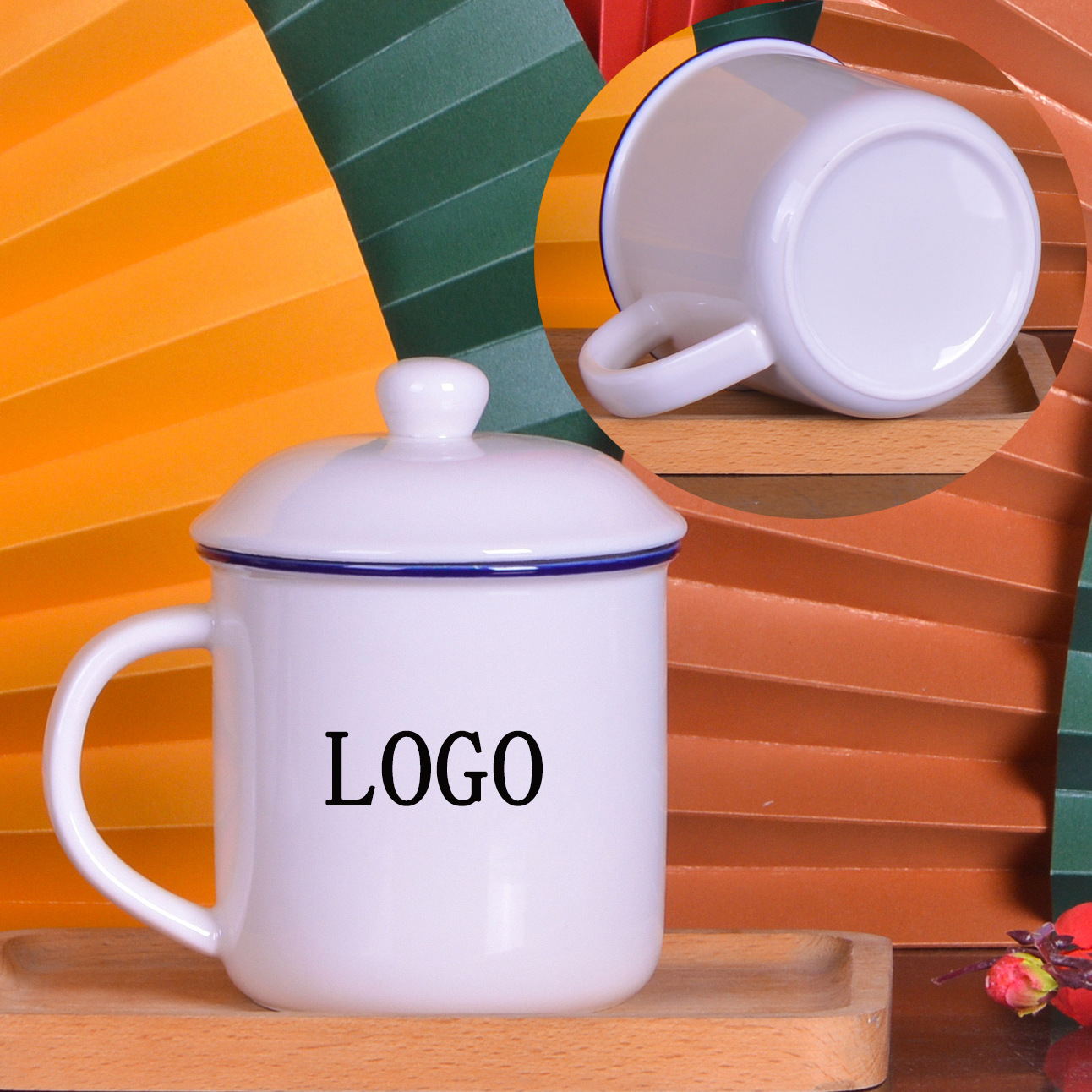 淘宝外贸陶瓷杯100周年礼品活动纪念品茶水分离办公杯过滤水杯