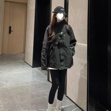 春秋薄款感冲锋衣女三合一2024新款外套黑色中长款防风衣