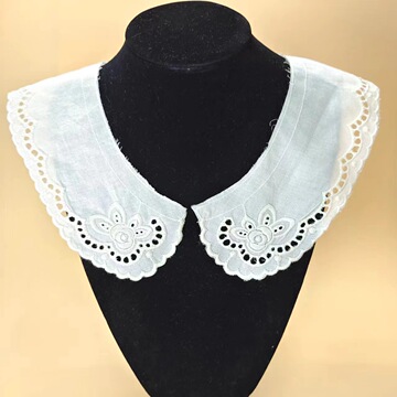 服装花边衣领杏黄色棉布刺绣假领子现货批发女装领口花边辅料