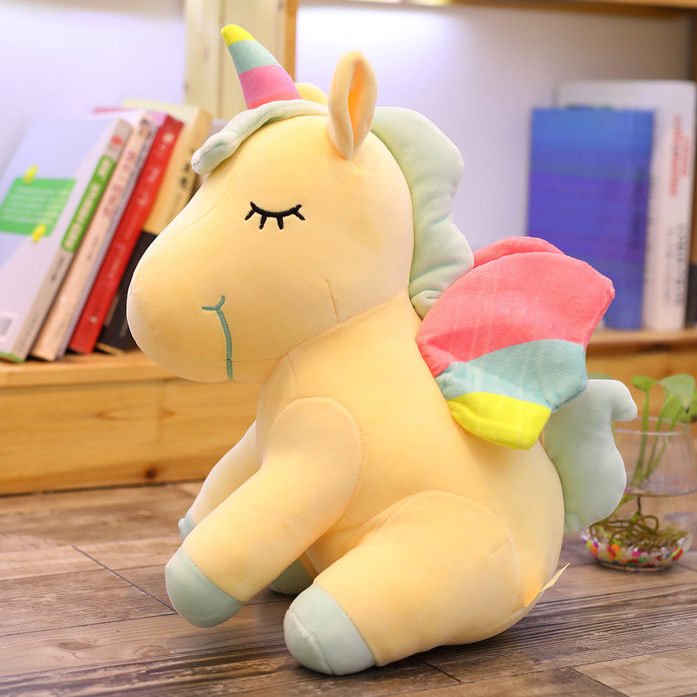 ins彩虹天使 独角兽毛绒玩具羽绒棉小马公仔儿童玩偶生日礼物批发