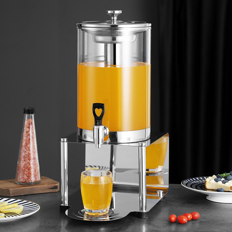 加厚款饮料鼎大容量酒店自助餐厅单连双连不锈钢奶茶桶玻璃果汁鼎