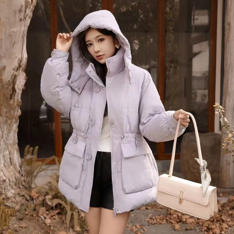 2023年冬季新款羽绒服女洋气时尚收腰显瘦连帽加厚大口袋外套