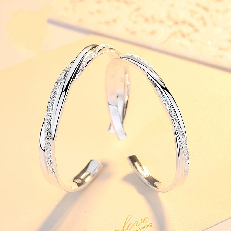 情侣手镯999纯银男女一对手环异地恋纪念生日情人节礼物送女友