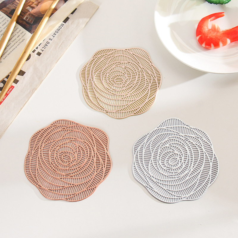 european-style high-end decorative placemat pvc cup mat bowl mat heat proof mat dining table cushion western-style placemat tableware mat rose style