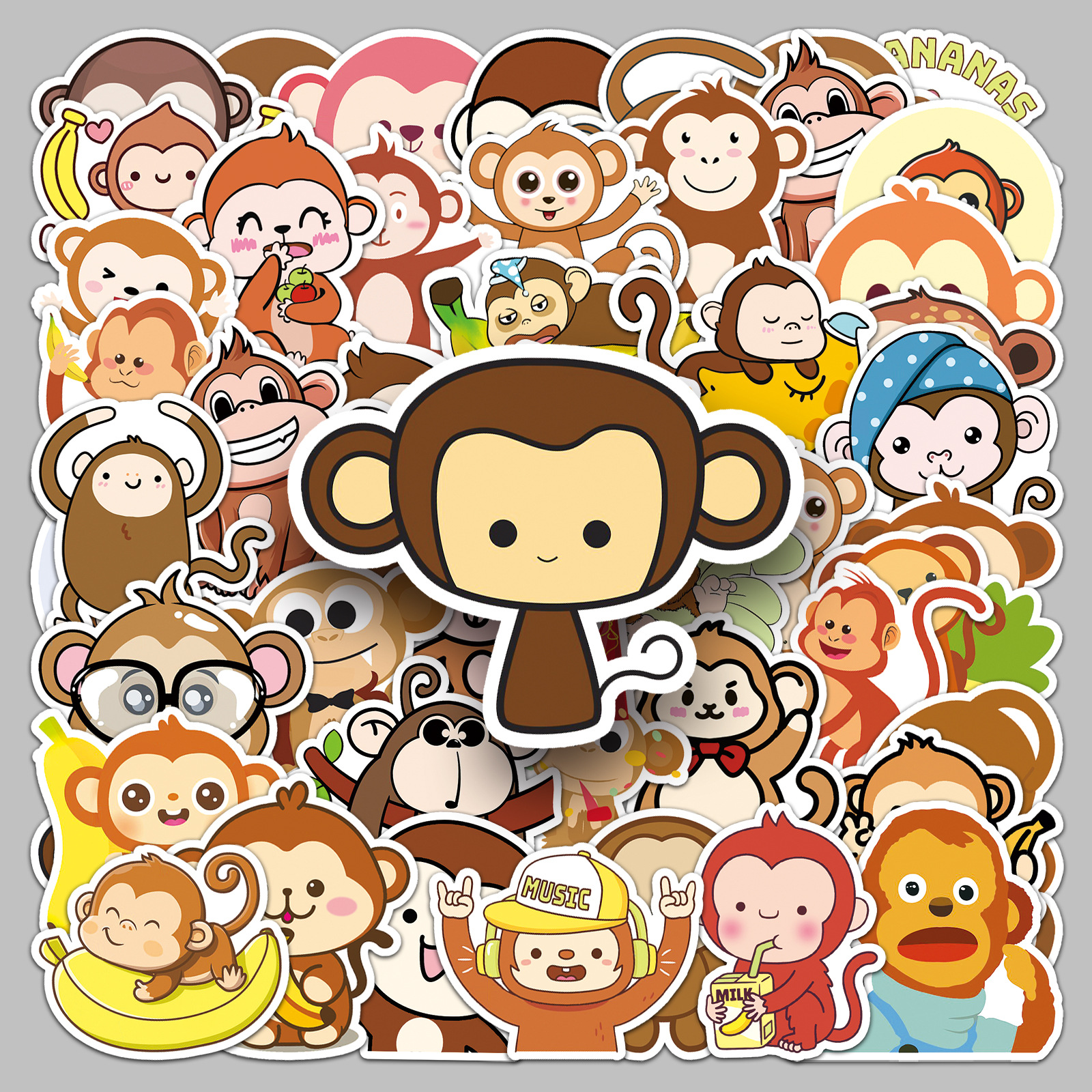 50 pcs monkey animal cartoon luggage sticker waterproof graffiti sticker scooter computer tablet water cup decoration