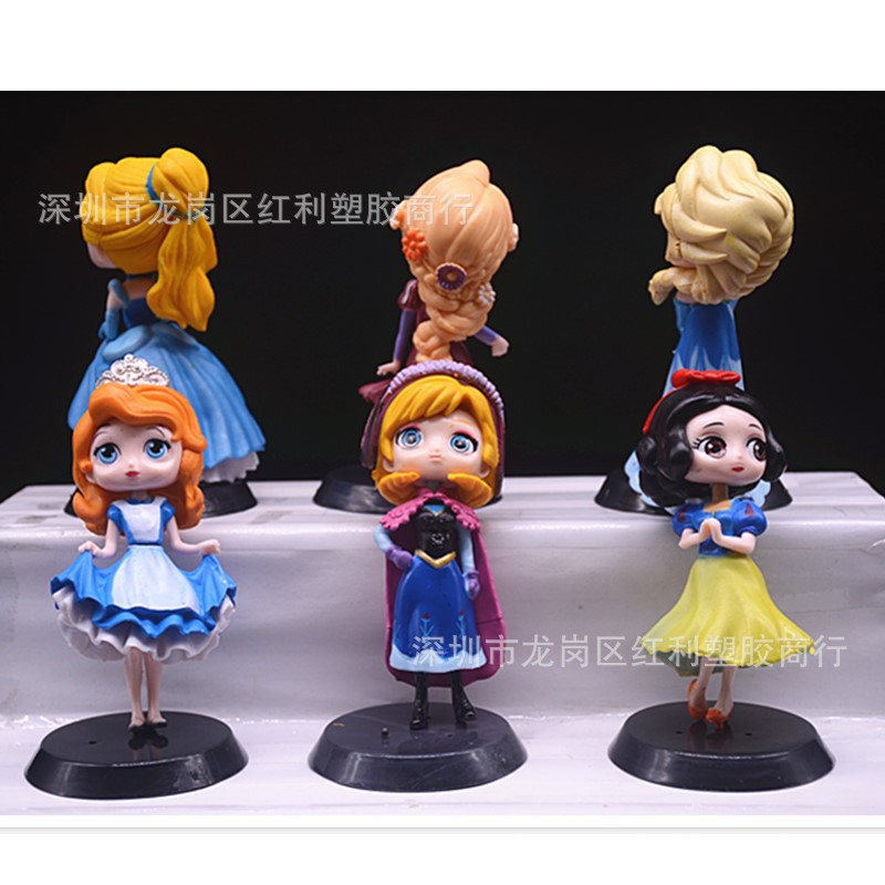 Q Version 6 Princess Aisha Anna Long Hair Snow White Beier Doll Garage Kit Decoration Cake Decoration Toy Anime