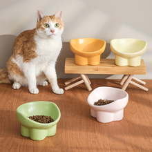 猫碗陶瓷双碗水碗保护颈椎高脚斜口猫咪粮碗饮水碗宠物碗宠物用品