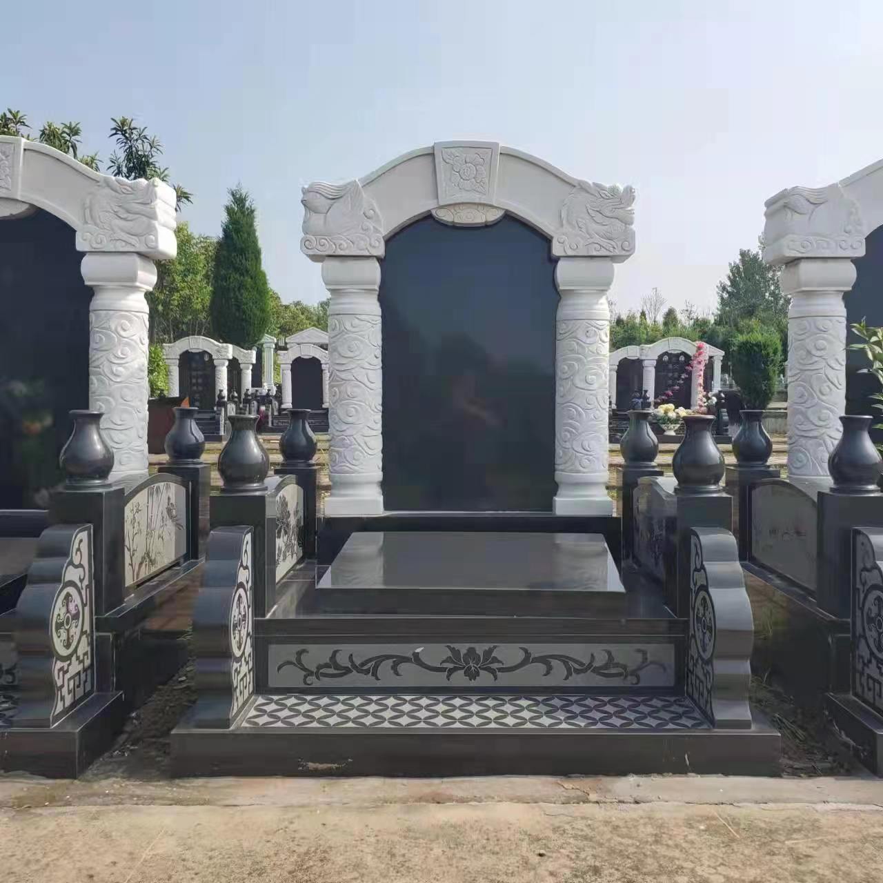 中国黑墓碑 黑色花岗岩单碑石碑农村土葬墓碑陵园墓碑石 雕刻墓碑