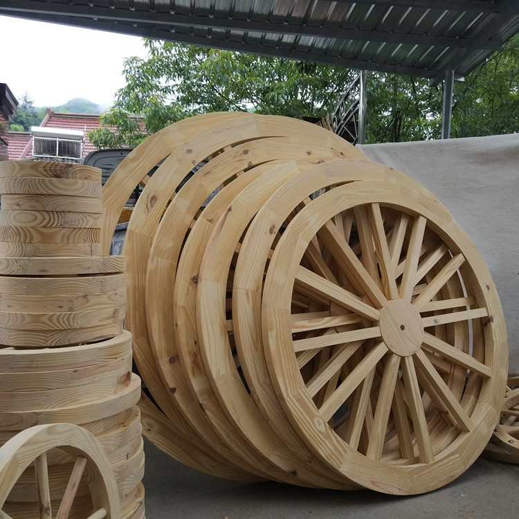 碳化防腐木车轮仿旧车轱辘仿古背景墙面装饰木轮子做旧木头小车轮