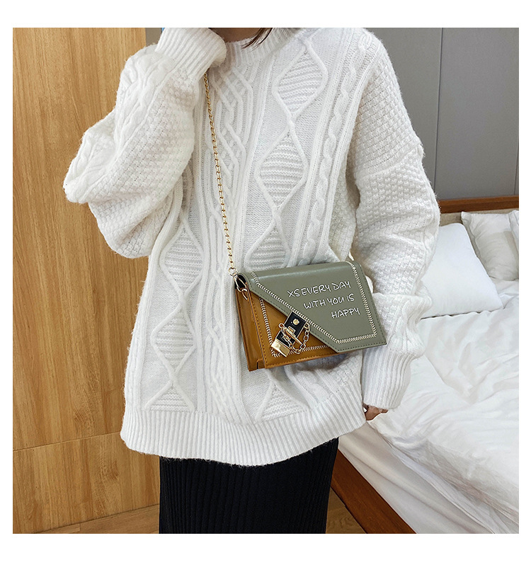 Women's Bag 2021 Spring/Summer New Korean Style Trendy Fashion Chain Small Square Bag Western Style Contrast Color Shoulder Crossbody Bag