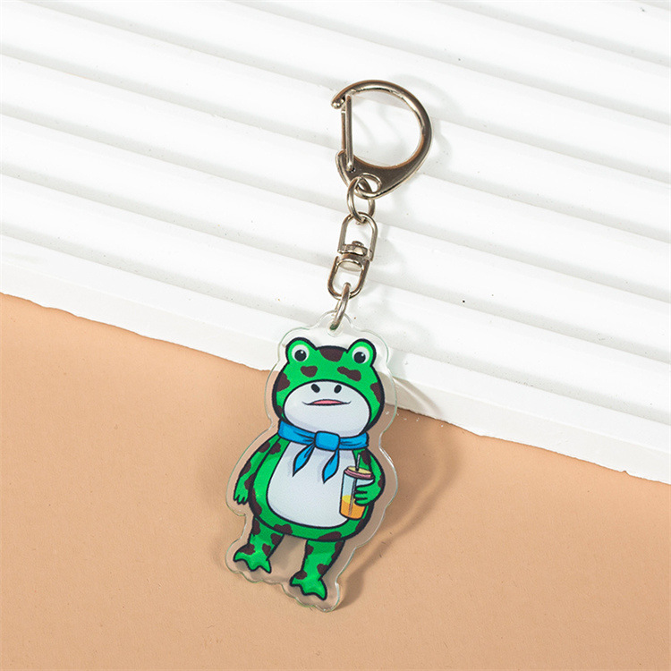 Online Influencer Cute Lonely Frog Man Cartoon Acrylic Keychain Hanging Bag Earphone Sleeves Small Pendant Keychain